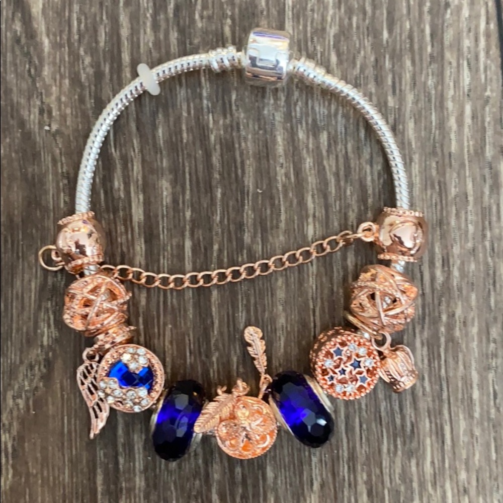 Blue charm dream catcher bracelet